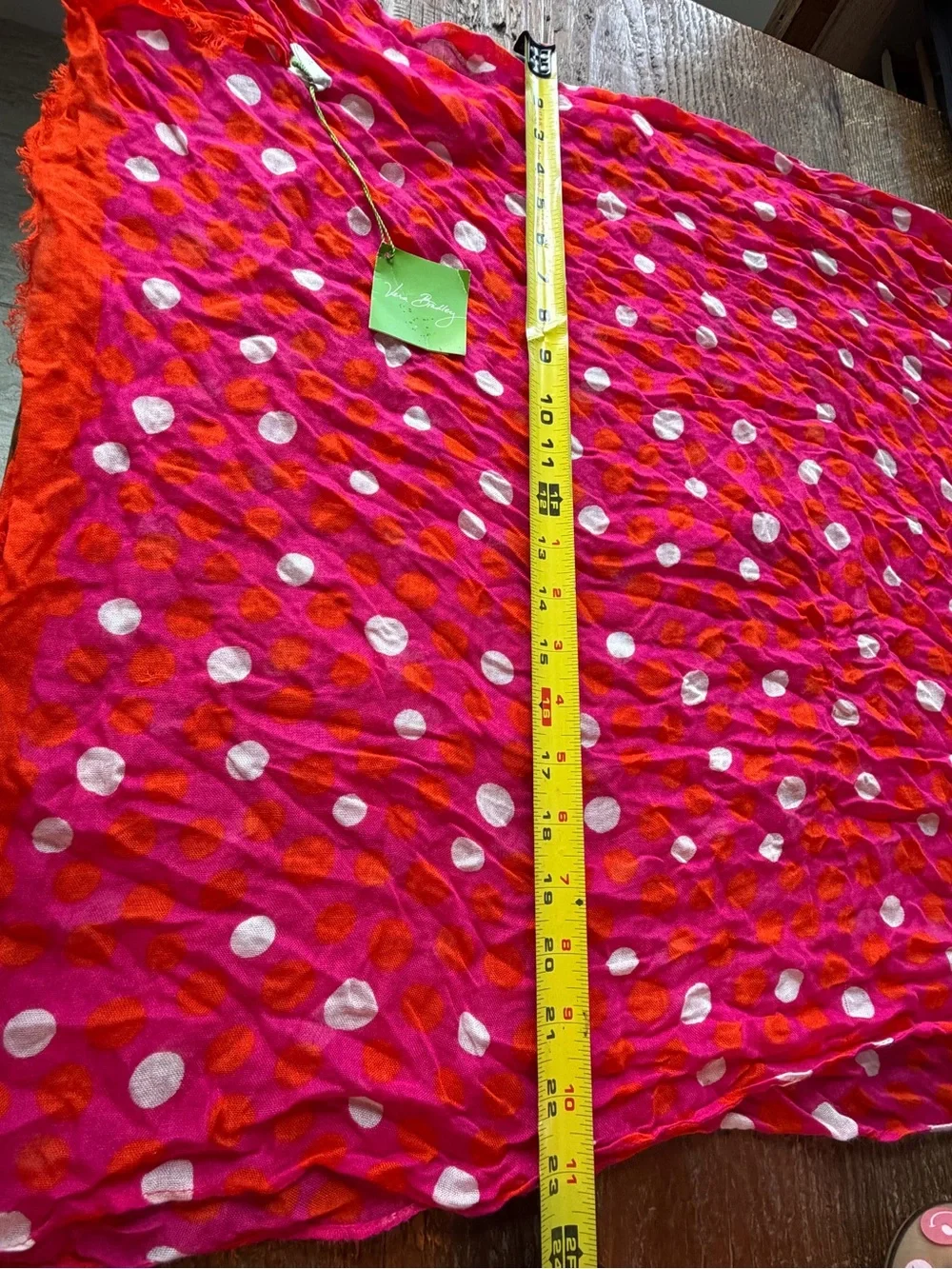 Vera Bradley Hot Pink Scarf with Orange and White Polka Dots